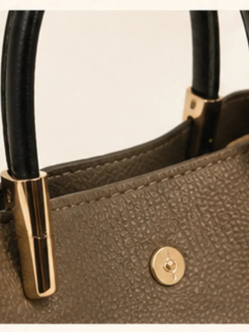 Minimalist Olive Gray Like Dreams Pebbled Satchel Crossbody Bag Gold Hardware